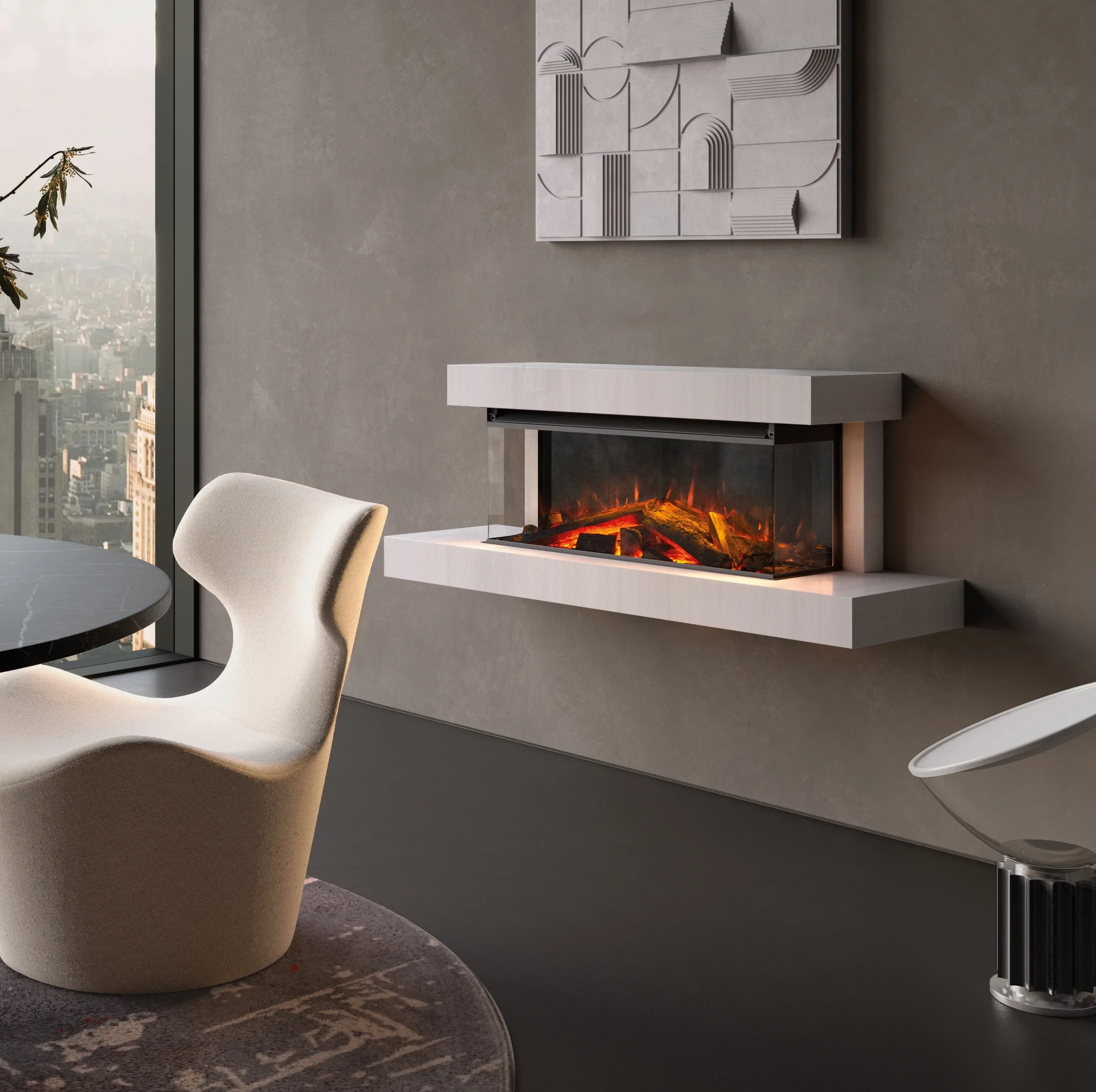 LED-Kamin LUMEN von La Nordica-Extraflame im Wohnzimmer