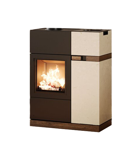 Hybridofen Kombiofen Quadra Duo von Austroflamm mit velvet ivory Stein 